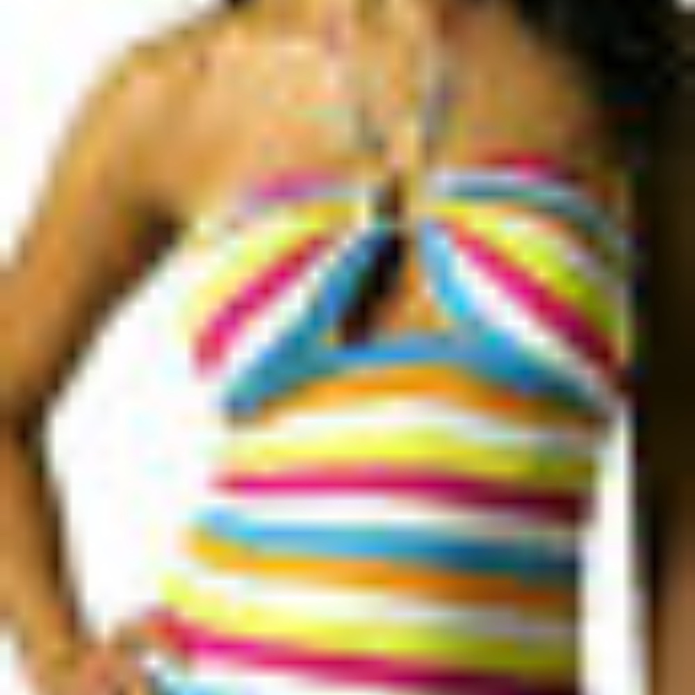 NEW Baby Phat Y2K Rainbow stripe Rhinestone Cat Keyhole Halter L / XL - Picture 9 of 15